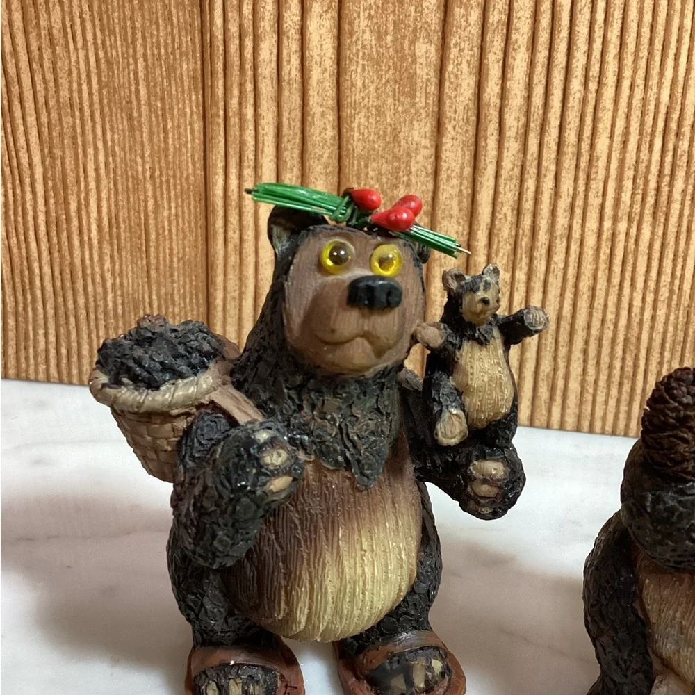 Christmas Brown Bear 3 piece set  Figurine 4”